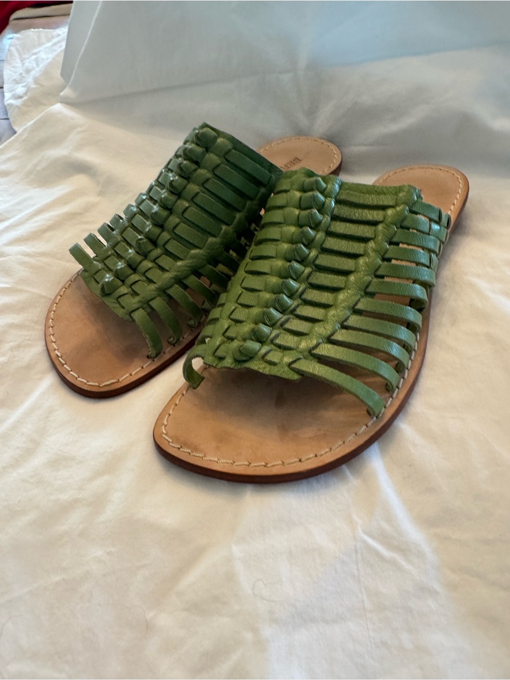 Bernardo Olive Green Woven Slide Sandals